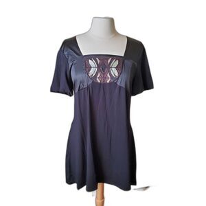 Neauveaux Black XL Shirt | Geometric Embroidered | Minimalist Chic | Pre-Owned